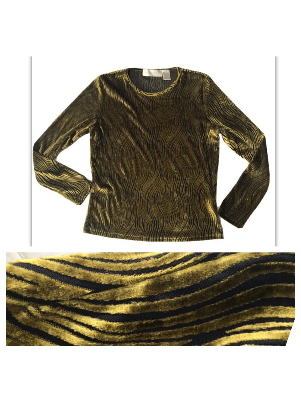 Vintage 80s 90s Dana Buchman Top Small Velvet Green Sheer Disco Psychedelic Rave